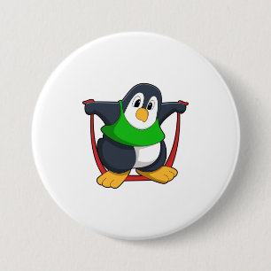Penguin at Fitness with Skipping rope.PNG 7.5 Cm Round Badge