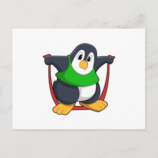 Penguin at Fitness with Skipping rope.PNG Postcard (Front)