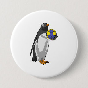 Penguin at Handball Sports 7.5 Cm Round Badge