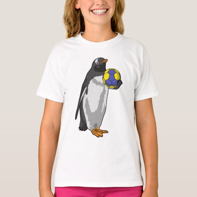 Penguin at Handball Sports T-Shirt (Front)