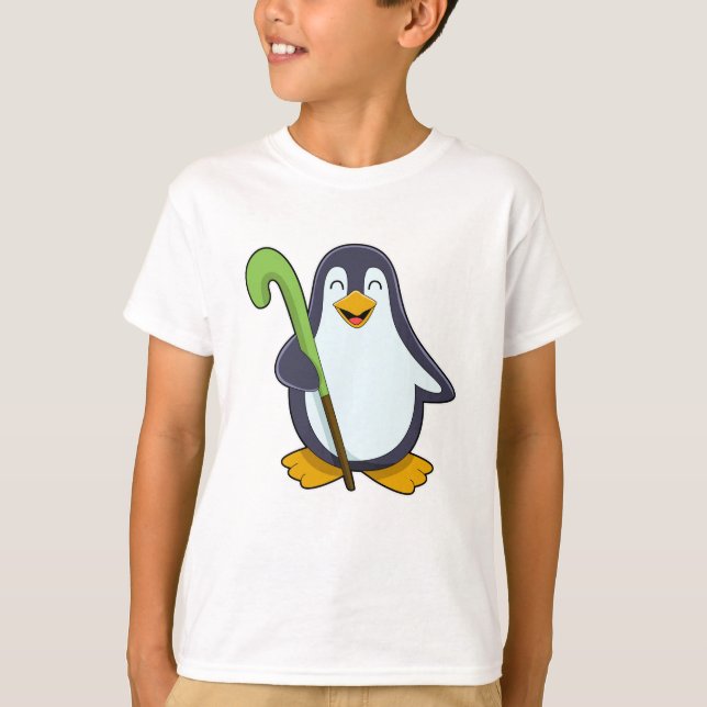Penguin at Hockey with Hockey bat T-Shirt (Front)