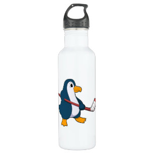 Penguin at Ice hockey with Ice hockey stick 710 Ml Water Bottle
