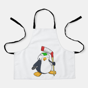 Penguin at Ice hockey with Ice hockey stick Apron