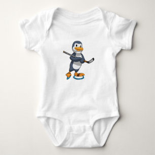 Penguin at Ice hockey with Ice hockey stick Baby Bodysuit