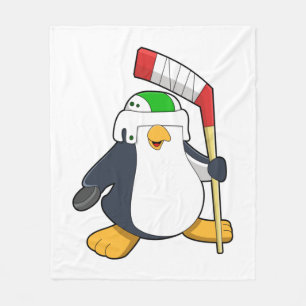 Penguin at Ice hockey with Ice hockey stick Fleece Blanket