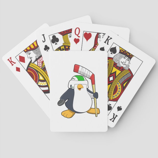 Penguin at Ice hockey with Ice hockey stick Playing Cards (Back)