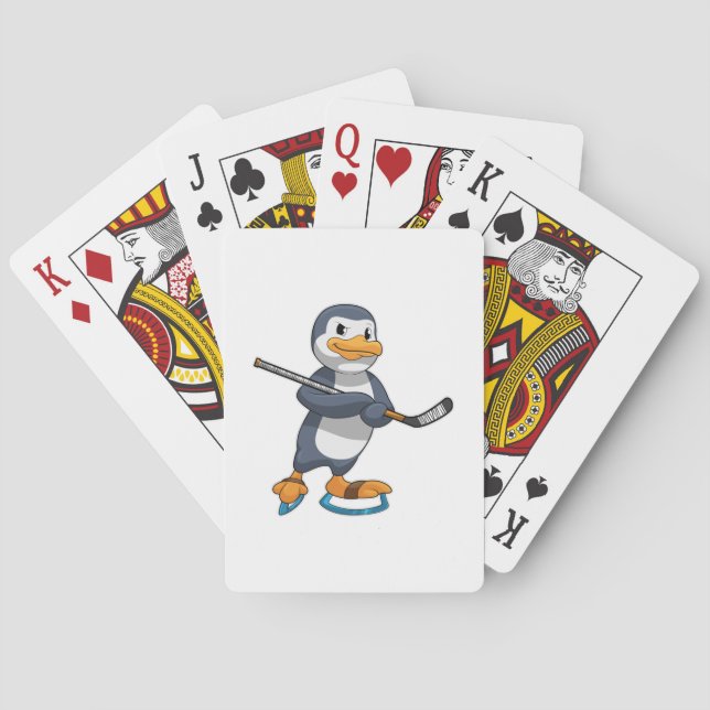 Penguin at Ice hockey with Ice hockey stick Playing Cards (Back)