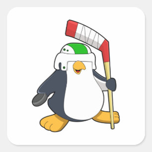 Penguin at Ice hockey with Ice hockey stick Square Sticker