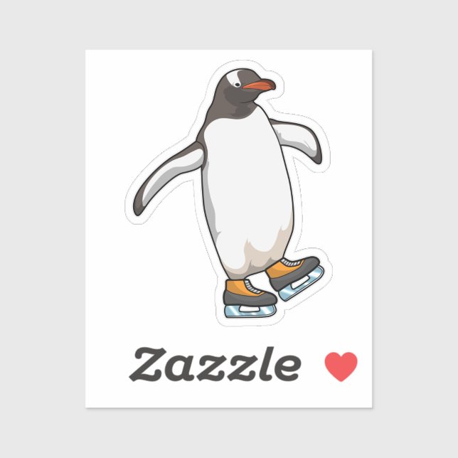Penguin at Ice skating with Ice skates (Sheet)
