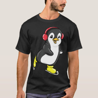 Penguin at ice skating with ice skates 5 T-Shirt