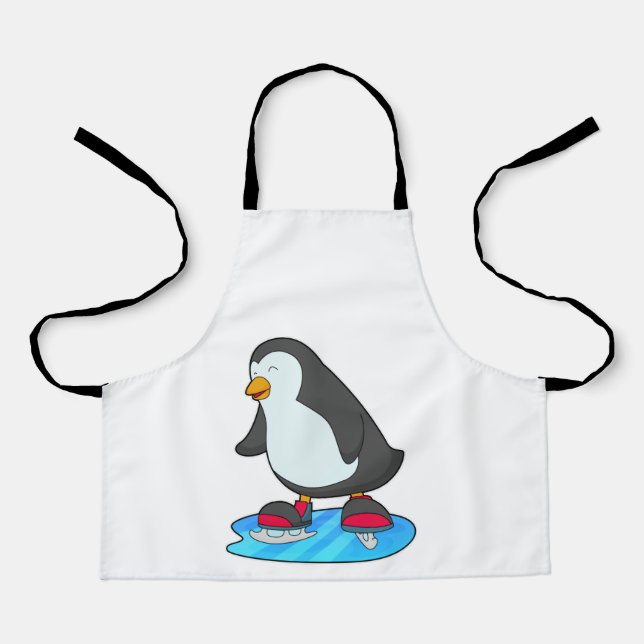 Penguin at Ice skating with Ice skates Apron (Front)