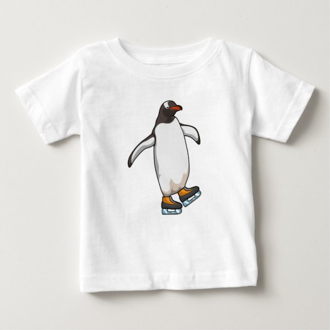 Penguin at Ice skating with Ice skates Baby T-Shirt (Front)