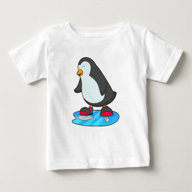 Penguin at Ice skating with Ice skates Baby T-Shirt (Front)