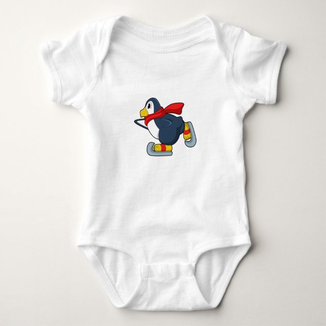 Penguin at Ice skating with Ice skates.PNG Baby Bodysuit (Front)