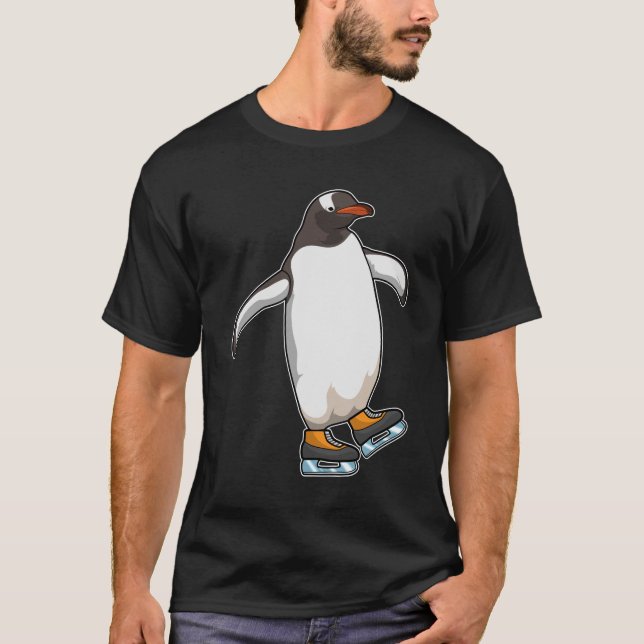 Penguin at Ice skating with Ice skates T-Shirt (Front)