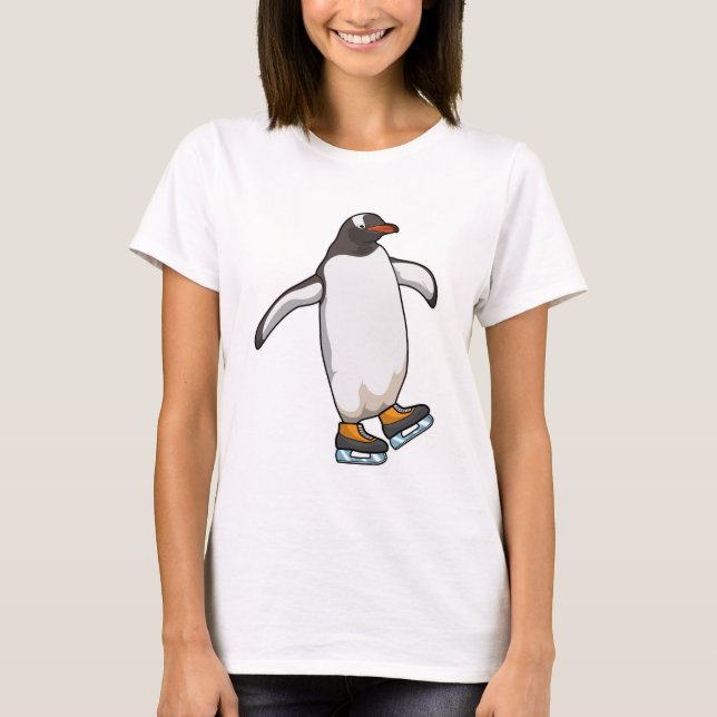 Penguin at Ice skating with Ice skates T-Shirt (Front)