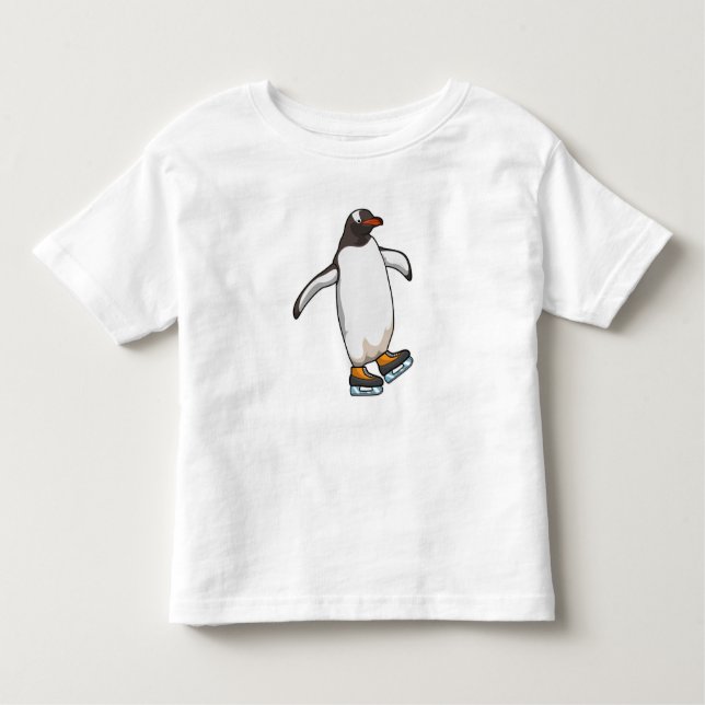 Penguin at Ice skating with Ice skates Toddler T-Shirt (Front)