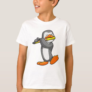 Penguin at Music with Flute T-Shirt