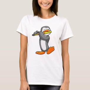 Penguin at Music with Flute T-Shirt