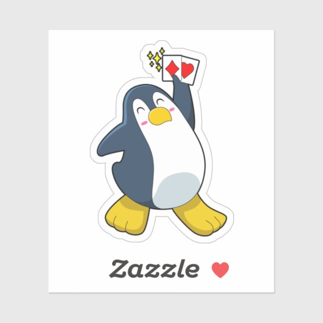 Penguin at Poker with Poker cards (Sheet)