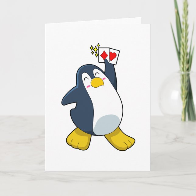 Penguin at Poker with Poker cards (Front)