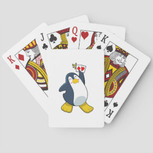 Penguin at Poker with Poker cards