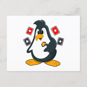 Penguin at Poker with Poker cards