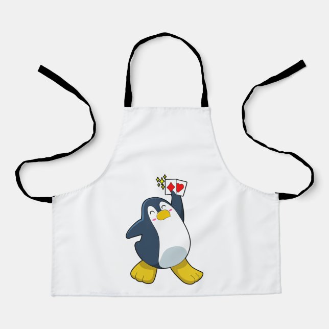 Penguin at Poker with Poker cards Apron (Front)