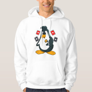 Penguin at Poker with Poker cards Hoodie