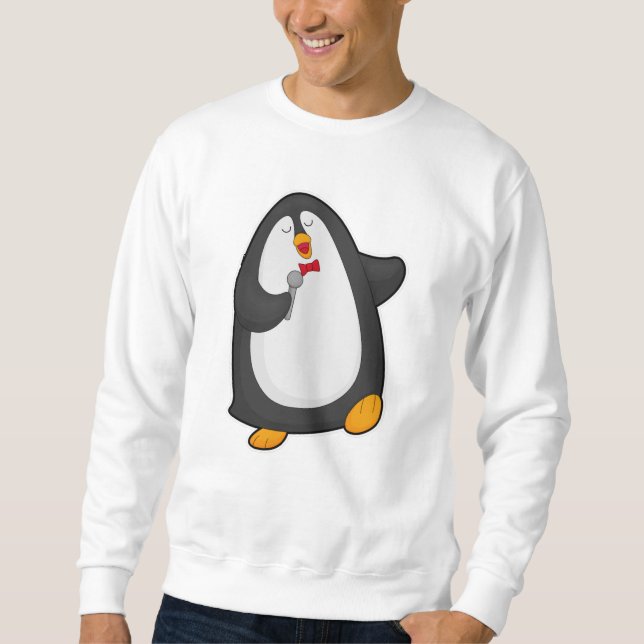 Penguin at Singing with Microphone & Tie Sweatshirt (Front)