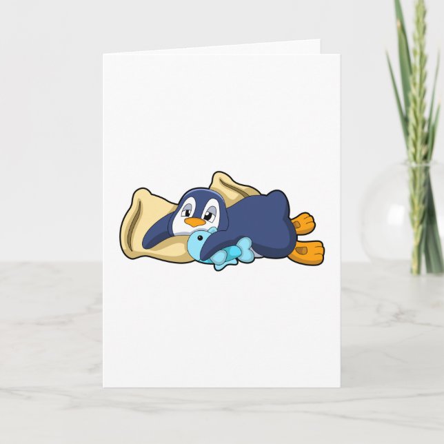 Penguin at Sleeping with Pillow Card (Front)