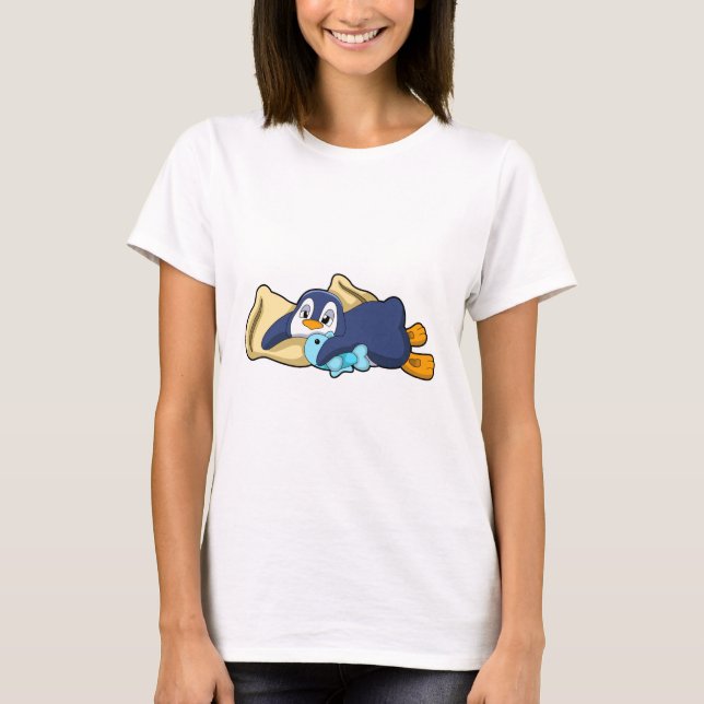 Penguin at Sleeping with Pillow T-Shirt (Front)