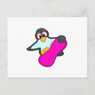 Penguin at Snowboard Sports & Ski goggles Postcard