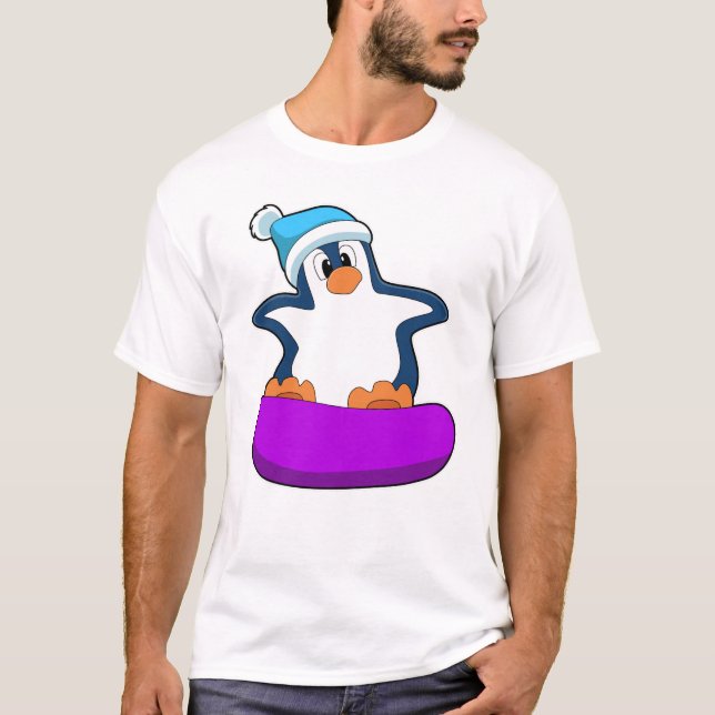 Penguin at Snowboarding with Snowboard T-Shirt (Front)