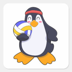 Penguin at Volleyball Sports Square Sticker