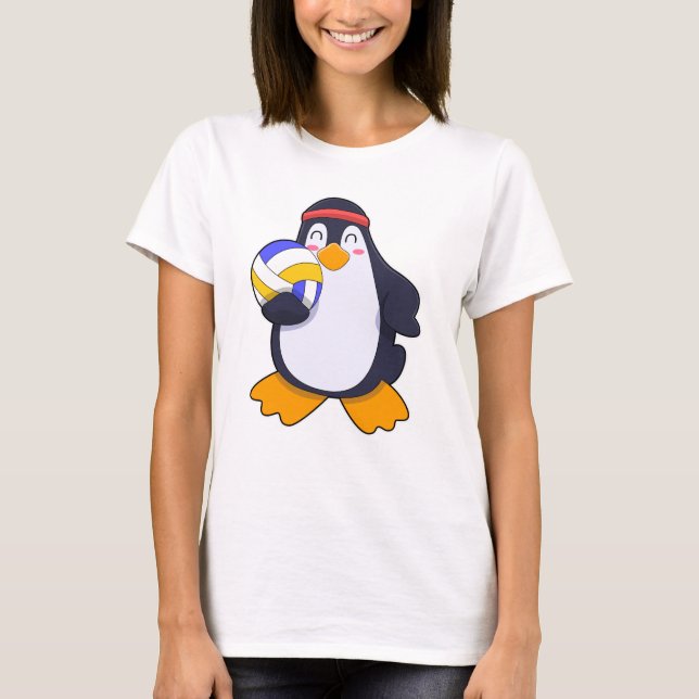 Penguin at Volleyball Sports T-Shirt (Front)