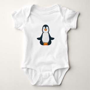 Penguin at Yoga Fitness in Sitting Baby Bodysuit
