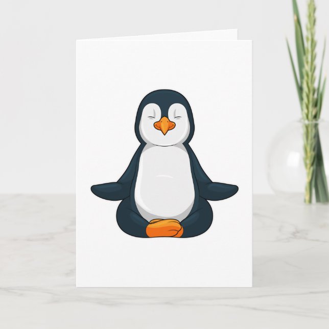 Penguin at Yoga Fitness in Sitting Card (Front)