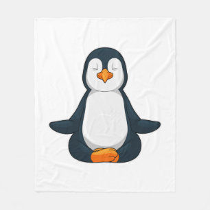 Penguin at Yoga Fitness in Sitting Fleece Blanket