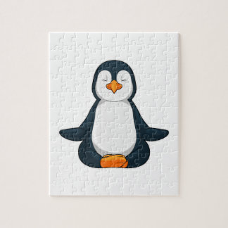 Penguin at Yoga Fitness in Sitting Jigsaw Puzzle