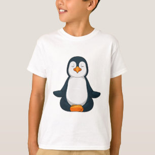 Penguin at Yoga Fitness in Sitting T-Shirt