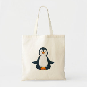 Penguin at Yoga Fitness in Sitting Tote Bag