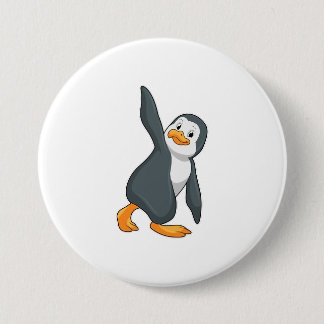 Penguin at Yoga Stretching exercise 7.5 Cm Round Badge (Front)