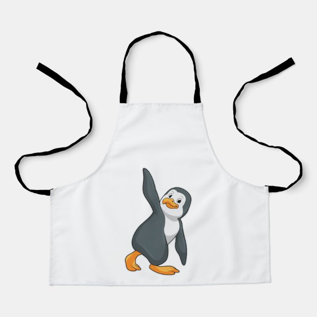 Penguin at Yoga Stretching exercise Apron (Front)