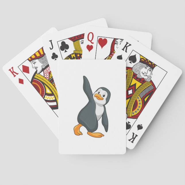 Penguin at Yoga Stretching exercise Playing Cards (Back)