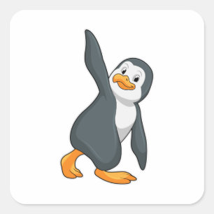 Penguin at Yoga Stretching exercise Square Sticker
