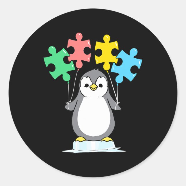 Penguin Autism Awareness  Classic Round Sticker (Front)