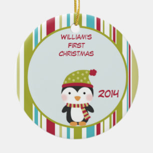 Penguin Baby 1st Christmas Customisable Ornament