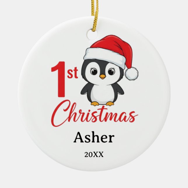 Penguin Baby 1st Christmas Ornament (Front)