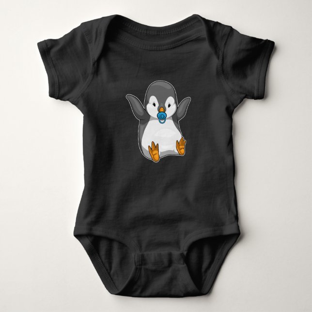 Penguin Baby Pacifier Baby Bodysuit (Front)